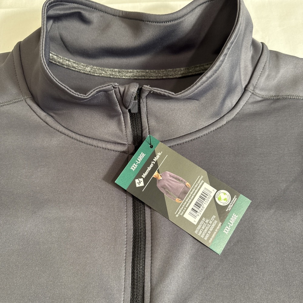 Kirkland Signature Men's Quarter 1/4‎ Zip Pullover Grey XL